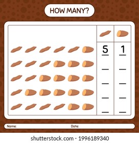 How many counting game with sweet potato. worksheet for preschool kids, kids activity sheet, printable worksheet