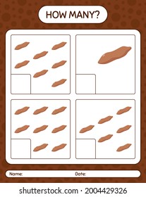 How many counting game with sweet potato. worksheet for preschool kids, kids activity sheet, printable worksheet
