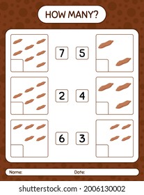 How many counting game with sweet potato. worksheet for preschool kids, kids activity sheet, printable worksheet