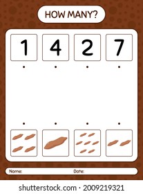 How many counting game with sweet potato. worksheet for preschool kids, kids activity sheet, printable worksheet