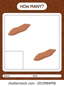 How many counting game with sweet potato. worksheet for preschool kids, kids activity sheet, printable worksheet