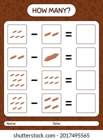 How many counting game with sweet potato. worksheet for preschool kids, kids activity sheet, printable worksheet