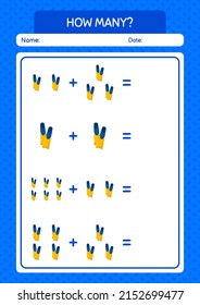 How many counting game with swimming fins. worksheet for preschool kids, kids activity sheet