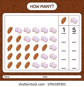How many counting game with taro root. worksheet for preschool kids, kids activity sheet, printable worksheet