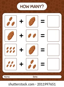 How many counting game with taro root. worksheet for preschool kids, kids activity sheet, printable worksheet