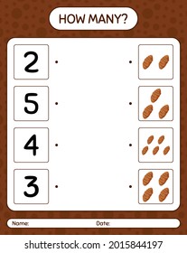 Cuántos juegos de conteo con la raíz del taro. hoja de trabajo para niños de preescolar, hoja de actividades para niños, hoja de trabajo imprimible