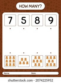 How many counting game with teddy bear. worksheet for preschool kids, kids activity sheet