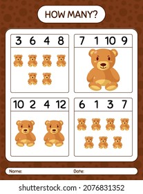 How many counting game with teddy bear. worksheet for preschool kids, kids activity sheet