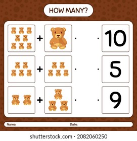 How many counting game with teddy bear. worksheet for preschool kids, kids activity sheet