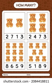 How many counting game with teddy bear. worksheet for preschool kids, kids activity sheet