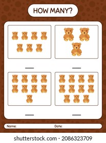 How many counting game with teddy bear. worksheet for preschool kids, kids activity sheet