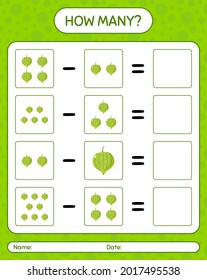 How many counting game with tomatillo. worksheet for preschool kids, kids activity sheet, printable worksheet