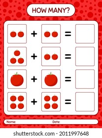¿Cuántos juegos de conteo con tomate? hoja de trabajo para niños de preescolar, hoja de actividades para niños, hoja de trabajo imprimible