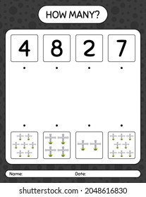 How many counting game with tombstone. worksheet for preschool kids, kids activity sheet