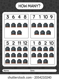 How many counting game with tombstone. worksheet for preschool kids, kids activity sheet