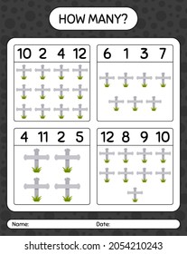How many counting game with tombstone. worksheet for preschool kids, kids activity sheet
