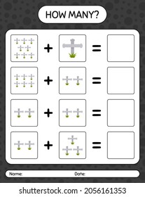 How many counting game with tombstone. worksheet for preschool kids, kids activity sheet