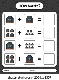 How many counting game with tombstone. worksheet for preschool kids, kids activity sheet