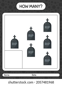 How many counting game with tombstone. worksheet for preschool kids, kids activity sheet