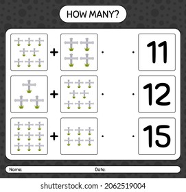 How many counting game with tombstone. worksheet for preschool kids, kids activity sheet