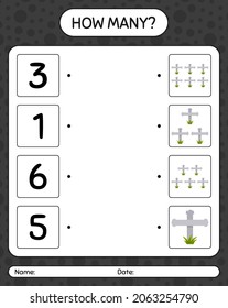 How many counting game with tombstone. worksheet for preschool kids, kids activity sheet