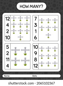 How many counting game with tombstone. worksheet for preschool kids, kids activity sheet