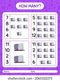 How many counting game with tombstone. worksheet for preschool kids, kids activity sheet