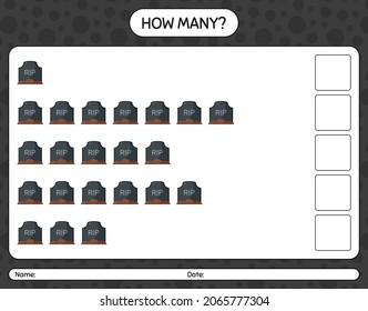 How many counting game with tombstone. worksheet for preschool kids, kids activity sheet