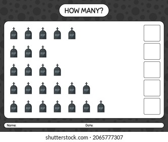 How many counting game with tombstone. worksheet for preschool kids, kids activity sheet