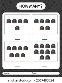 How many counting game with tombstone. worksheet for preschool kids, kids activity sheet