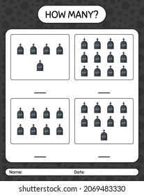 How many counting game with tombstone. worksheet for preschool kids, kids activity sheet