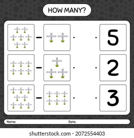 How many counting game with tombstone. worksheet for preschool kids, kids activity sheet