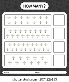 How many counting game with tombstone. worksheet for preschool kids, kids activity sheet