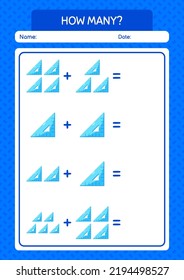 How many counting game with triangle ruler. worksheet for preschool kids, kids activity sheet
