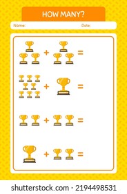 How many counting game with trophy. worksheet for preschool kids, kids activity sheet