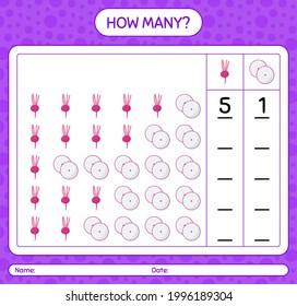 How many counting game with turnip. worksheet for preschool kids, kids activity sheet, printable worksheet