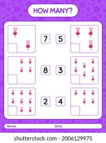 How many counting game with turnip. worksheet for preschool kids, kids activity sheet, printable worksheet