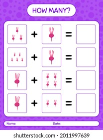 How many counting game with turnip. worksheet for preschool kids, kids activity sheet, printable worksheet