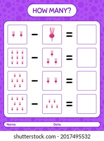 Wie viele zählen Spiel mit Rutsch. Arbeitsblatt für Vorschulkinder, Kinderaktivitätsblatt, ausdruckbares Arbeitsblatt