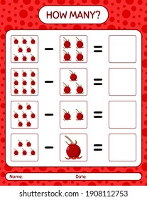 How many counting game ugni. worksheet for preschool kids, kids activity sheet, printable worksheet