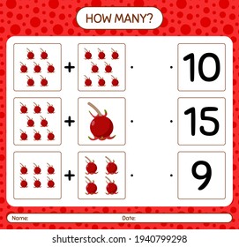 How many counting game with ugni. worksheet for preschool kids, kids activity sheet, printable worksheet