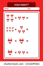 How many counting game with underwear. worksheet for preschool kids, kids activity sheet