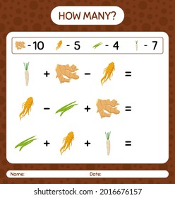 How many counting game with vegetables. worksheet for preschool kids, kids activity sheet, printable worksheet