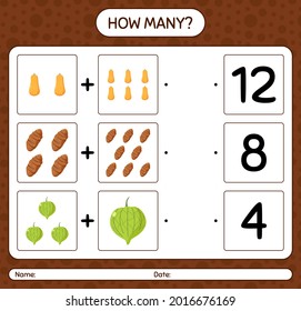 ¿Cuántos cuentan el juego con las verduras? hoja de trabajo para niños de preescolar, hoja de actividades para niños, hoja de trabajo imprimible
