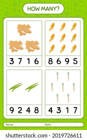 ¿Cuántos cuentan el juego con las verduras? hoja de trabajo para niños de preescolar, hoja de actividades para niños, hoja de trabajo imprimible
