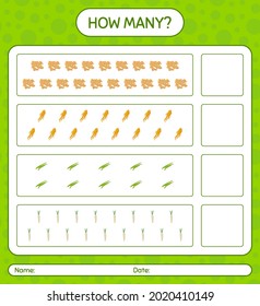 ¿Cuántos cuentan el juego con las verduras? hoja de trabajo para niños de preescolar, hoja de actividades para niños, hoja de trabajo imprimible
