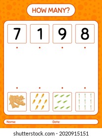 How many counting game with vegetables. worksheet for preschool kids, kids activity sheet, printable worksheet