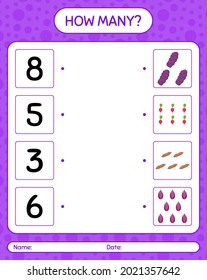 How many counting game with vegetables. worksheet for preschool kids, kids activity sheet, printable worksheet