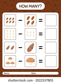 How many counting game with vegetables. worksheet for preschool kids, kids activity sheet, printable worksheet
