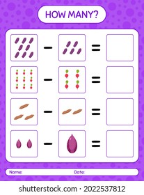 How many counting game with vegetables. worksheet for preschool kids, kids activity sheet, printable worksheet